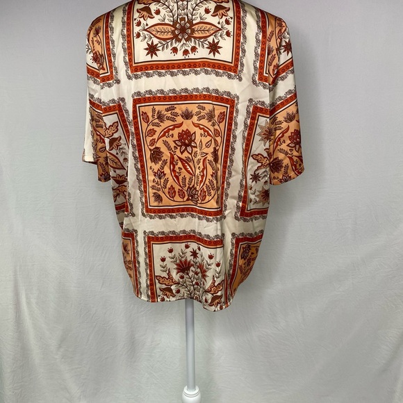 ,Size Large ,Blouse beige /orange /flowers Rachel ZOE large - Picture 2 of 5
